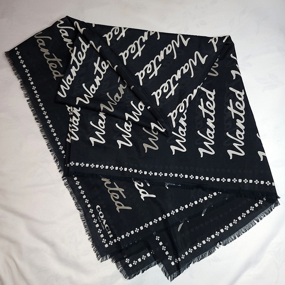 *Rare* Coach Wanted Script Woven Shawl - Picture 1 of 7